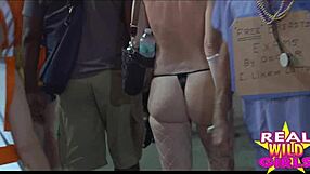 Wow, fantasy fest sluts flashing on street!