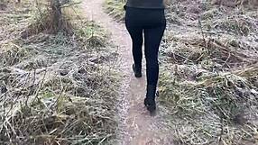 Found my friend's wife in the woods for a hot anal session