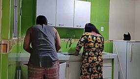 Consoling my sad stepmom after infidelity, I help her get revenge by fucking her in the kitchen