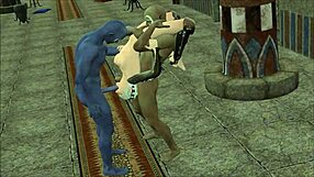 Intriguing 3D monster threesome with double penetration contrasts anime hentai.