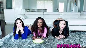 i love how adorable teen 18+ sluts ride one cock at movie night