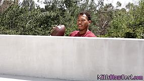 athletic milf in a casual oral activity with a large partner