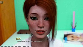 Hentai game with busty redhead and monster cock action
