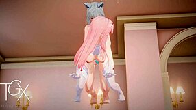 i love anime gaming with zero two in futanari hentai yuri lesbian darling