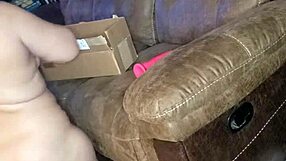 Blow job tease on the sofa