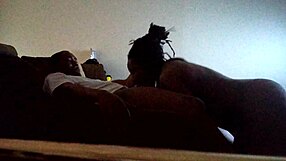 Black Babe Sucks Big Cock Sloppy with Big Tits and Ass