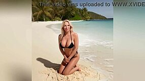 hot stepmom teases stepson with bikini and dirty talk, getting nude.