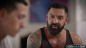 Suggestive bareback encounter between stepdad dominic pacifico and stepson nicholas adams in missionary