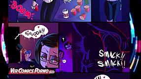 Cartoon characters attend a lively party