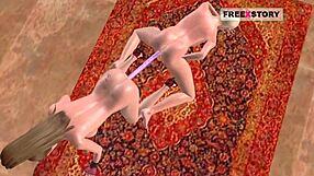 animated porn of two lesbian girls kissing and fucking with double dildo!