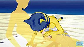 ankha from animal crossing fucked hard on sunny beach