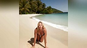 hot stepmom teases stepson with bikini and dirty talk, getting nude.