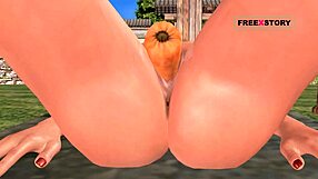 Watch this cute Indian girl in 3D cartoon masturbating with a carrot