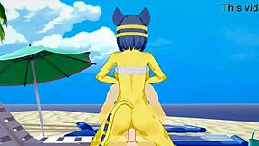ankha from animal crossing fucked hard on sunny beach