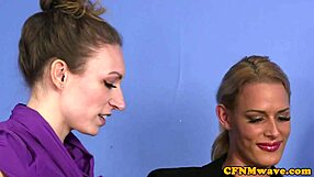 Stockinged Brit Femdoms Demand Dick from Sub