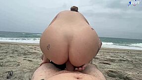 Blonde teen Sara gives public blowjob and rough sex on Santa Marta beaches