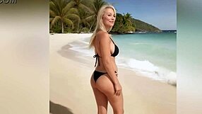 hot stepmom teases stepson with bikini and dirty talk, getting nude.