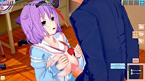 Satori gets big tits rubbed in Touhou hentai anime