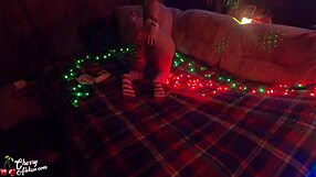 Christmas Milf Sloppy Blowjob and Doggy Anal Sex - Creampie Closeup
