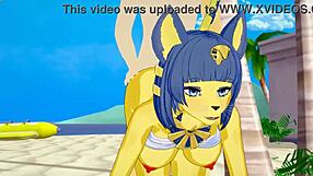 ankha from animal crossing fucked hard on sunny beach
