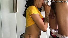 A sloppy blowjob from a young Brazilian woman