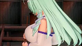 big tits anime girl sanae gives paizuri creampie