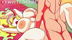 Lucoa's big tits animation contrasts with her pregnant belly.