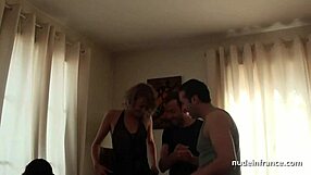 French blonde gets her ass hard fucked in double penetration and covered in cum during wild gangbang.