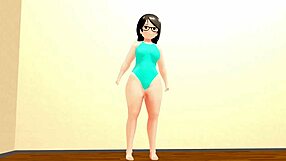 Kyo, look at this curvy animation girl dancing so plump.