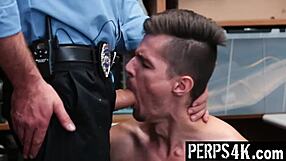 The gay loss prevention officer catches the twink burglar and fucks him in the back office, wow
