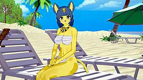 ankha from animal crossing fucked hard on sunny beach