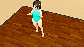Kyo, look at this curvy animation girl dancing so plump.