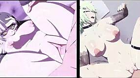 Ucensureret anime hentai med aggressiv musik og tegneserie-scener