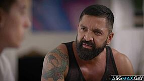 Suggestive bareback encounter between stepdad dominic pacifico and stepson nicholas adams in missionary