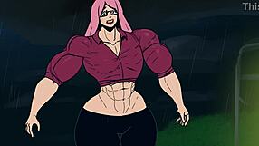 Big Lemonfont Animation Features Muscular Futanari in Action