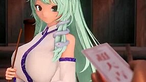 big tits anime girl sanae gives paizuri creampie