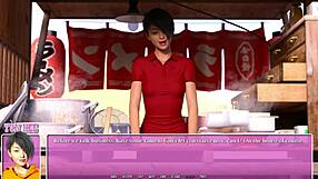Small boobed anime girl enjoys eating ramen in Summer in the city 06