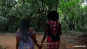 african lesbian girlfriends share intimate kisses and oral pleasure