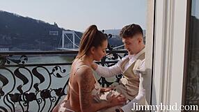 Catia Soares Exhibitionist Sucks Cock On Balcony Flashing