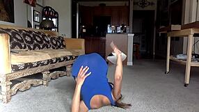 ginger moisther tease you in blue, lay down comedy nipples smiles try to lick myself