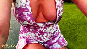 Milf Wife Rides Bike In Public, Flashing Boobs And Tits