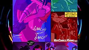 Cartoon characters attend a lively party