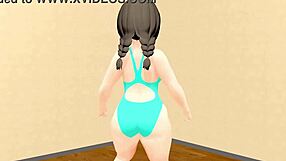 Kyo, look at this curvy animation girl dancing so plump.