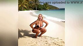 hot stepmom teases stepson with bikini and dirty talk, getting nude.