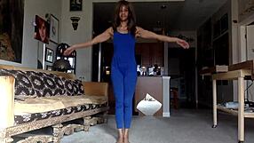 ginger moisther tease you in blue, lay down comedy nipples smiles try to lick myself