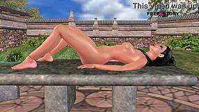 Poglej to luštno indijsko punco v 3D risanki kako masturbira s korenjem