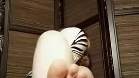 Horny Amateur Indulges In Stocking Fetish!