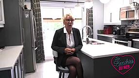 French european milf bianca in lingerie shows big tits and slutty behavior