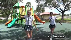 Coeds Caught Pleasing Guard's Big Cock