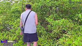 horny beach threesome with step cousin and girlfriend in wild outdoor romp.